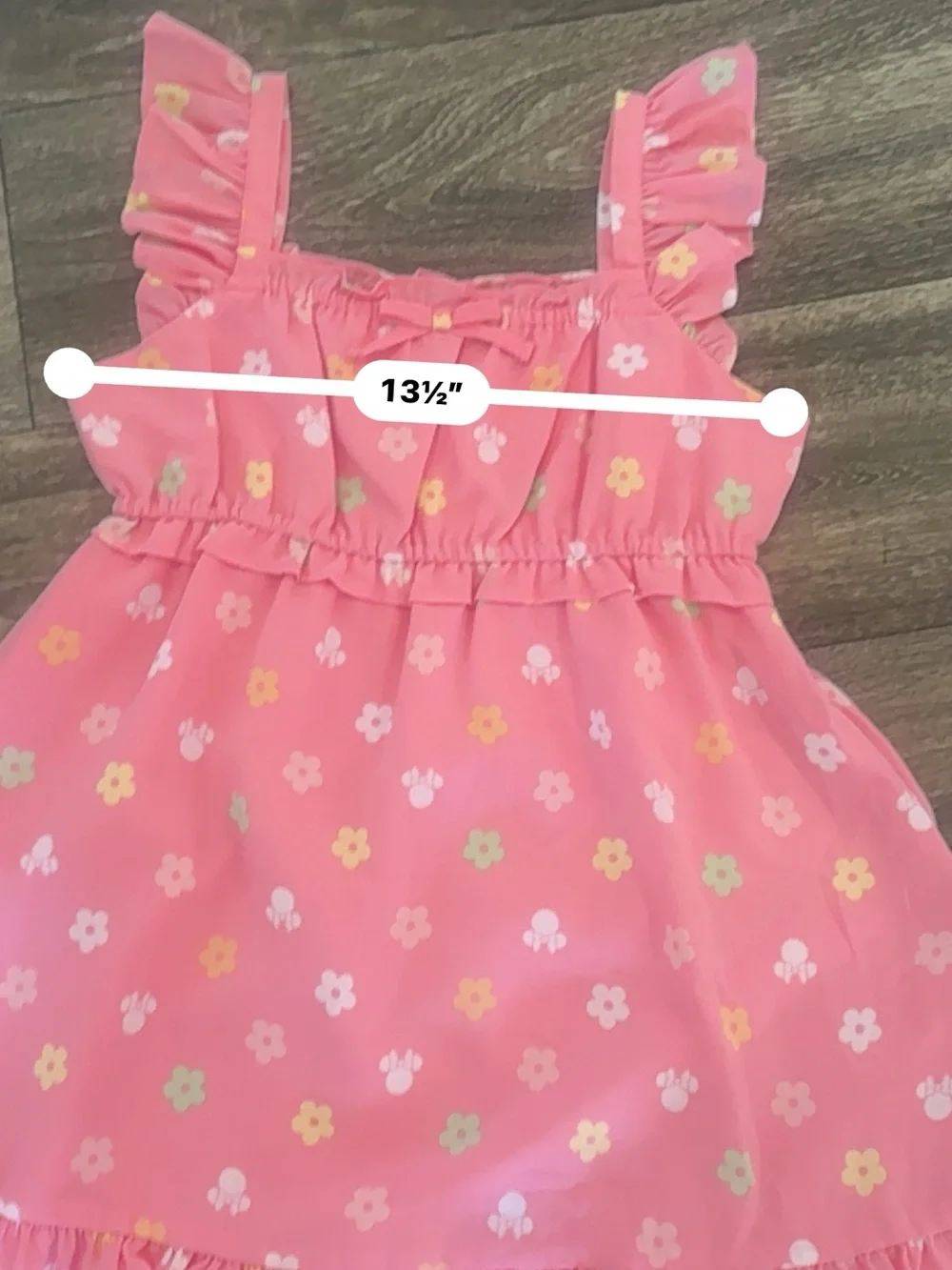 Janie and Jack Minnie Mouse Coral Pink Floral Ruffle Dress